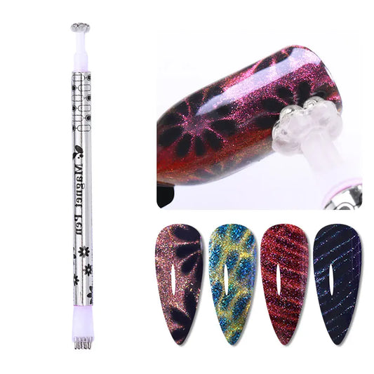 2 in 1 Double Headed Nail Art Magnet Stick 9D Cat Magnetic Gel for Nail Gel Polish Line Strip Effect Strong Magnetic Pen Tools