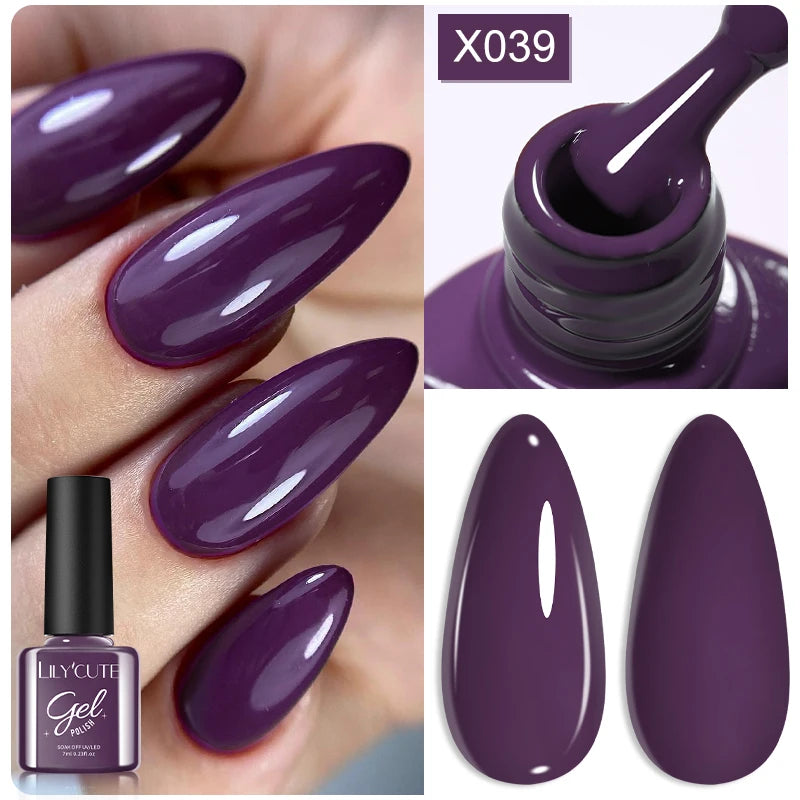 Deep Plum Nail Gel Polish 7ml (X040) UV LED - LILYCUTE