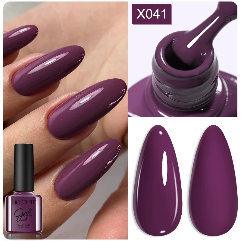 Deep Plum Nail Gel Polish 7ml (X040) UV LED - LILYCUTE