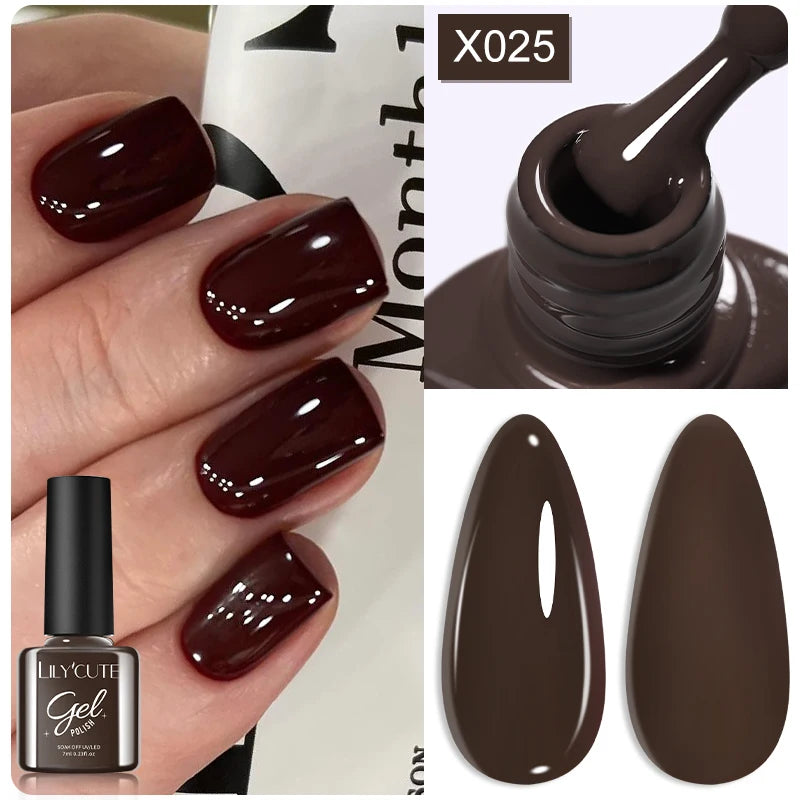 Deep Plum Nail Gel Polish 7ml (X040) UV LED - LILYCUTE