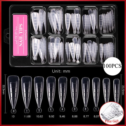 60Pcs/Bag Nail Forms For Nail Extension Half/Full Cover Nail Tips For Quick Building UV Gel Long Coffin False Tips Nail Forms