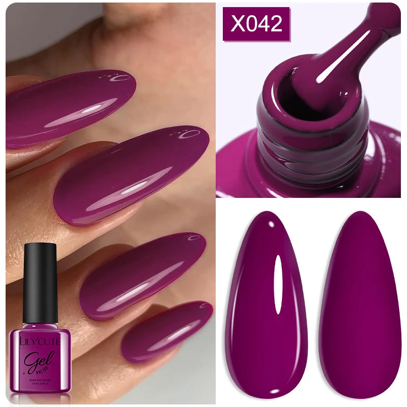 Deep Plum Nail Gel Polish 7ml (X040) UV LED - LILYCUTE
