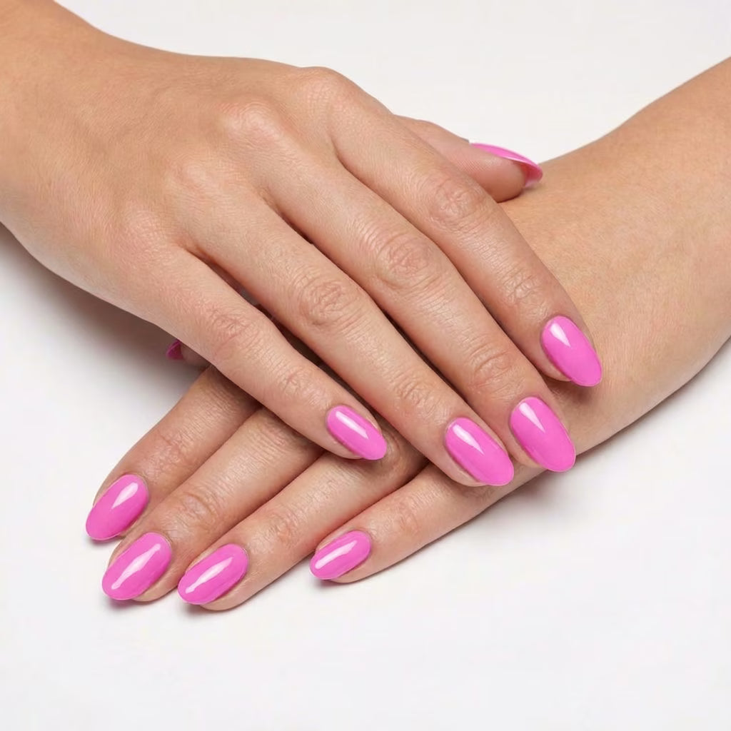 LILYCUTE Bright Pink Nail Gel Polish 7ml (X066) UV LED - LILYCUTE - Two Hands Swatch