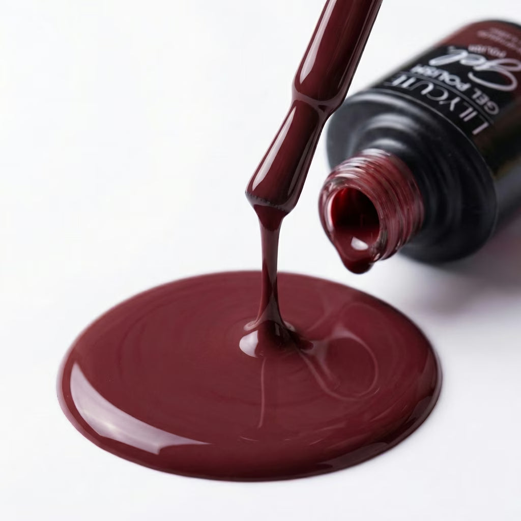 LILYCUTE Burgundy Brown Nail Gel Polish 7ml (X021) UV LED - LILYCUTE - Brush Drip