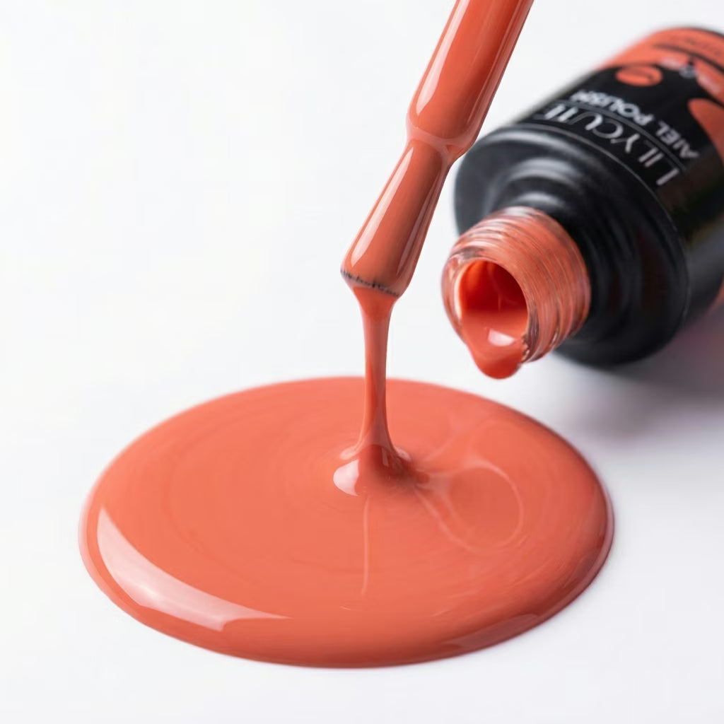LILYCUTE Coral Orange Nail Gel Polish 7ml (X105) UV LED - LILYCUTE - Brush Drip