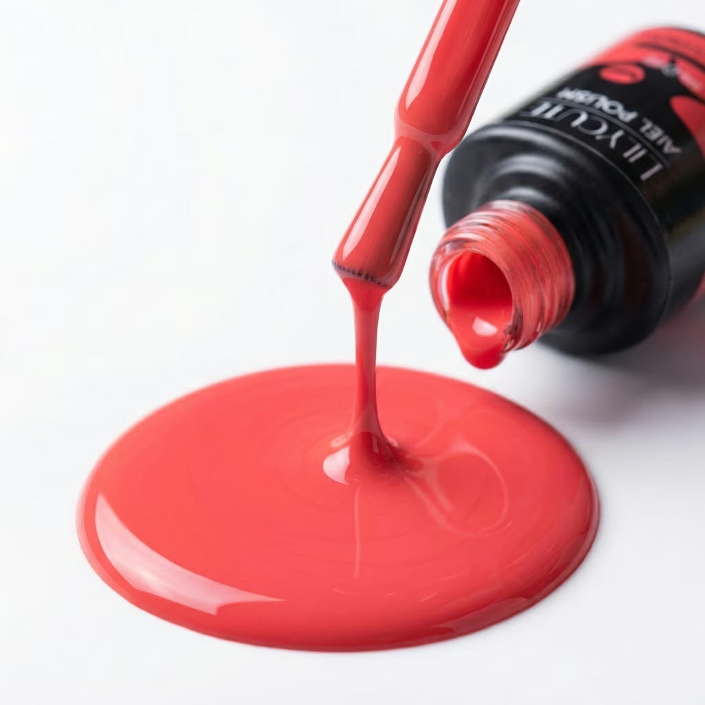 LILYCUTE Coral Red Nail Gel Polish 7ml (X104) UV LED - LILYCUTE - Brush Drip