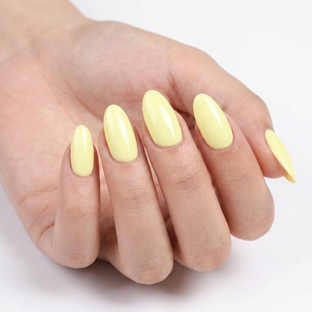 LILYCUTE Cream Yellow Nail Gel Polish 7ml (X077) UV LED - LILYCUTE - Hand Swatch