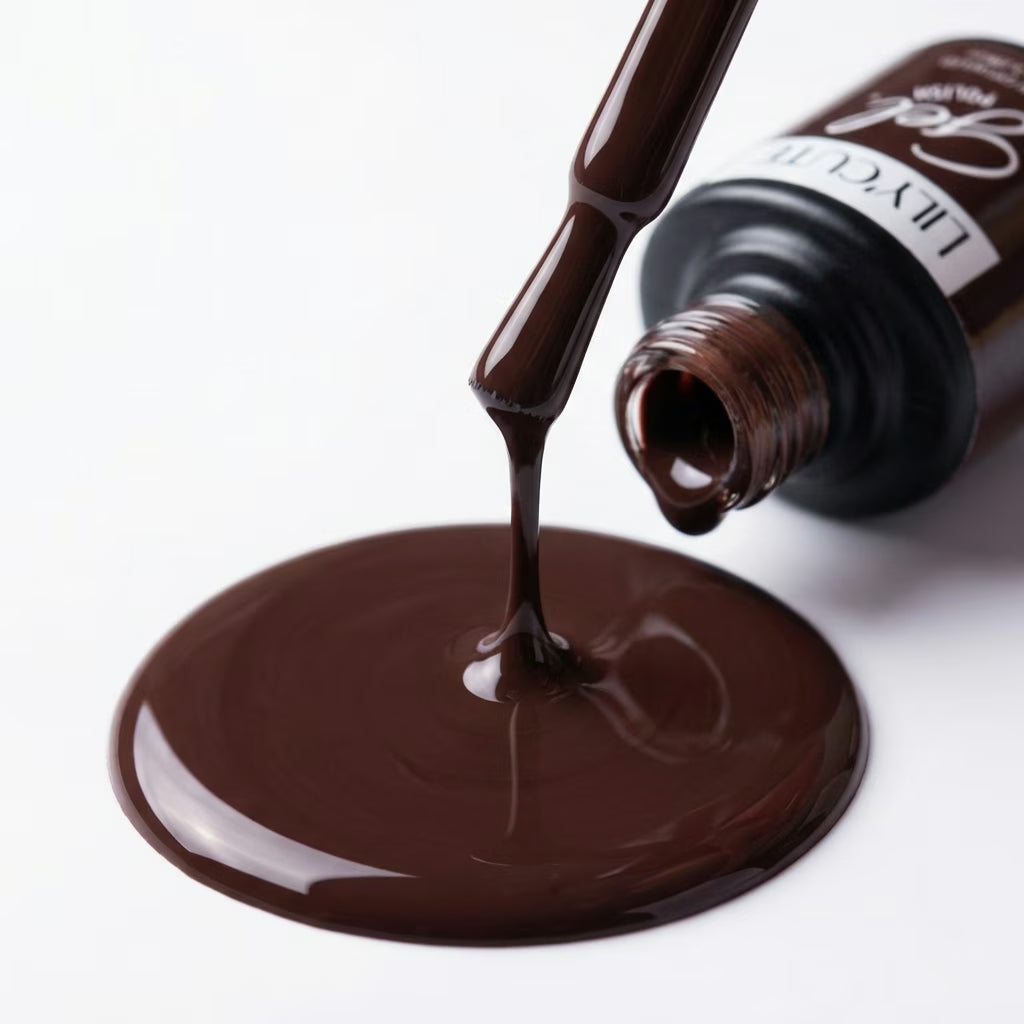 LILYCUTE Dark Chocolate Nail Gel Polish 7ml (X023) UV LED - LILYCUTE - Brush Drip