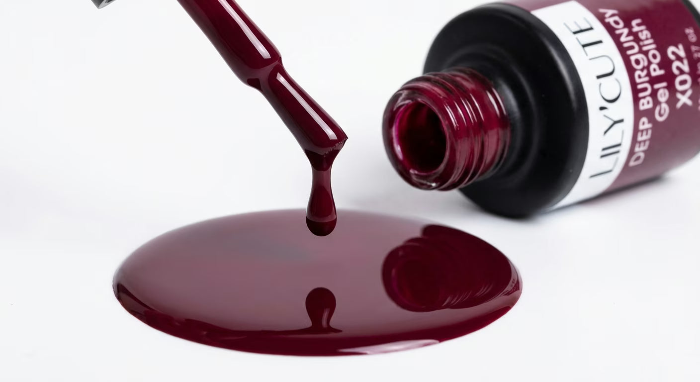 LILYCUTE Deep Burgundy Nail Gel Polish 7ml (X022) UV LED - LILYCUTE - Brush Drip