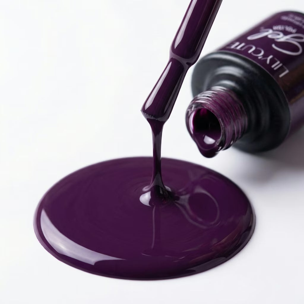 LILYCUTE Deep Plum Nail Gel Polish 7ml (X040) UV LED - LILYCUTE - Brush Drip
