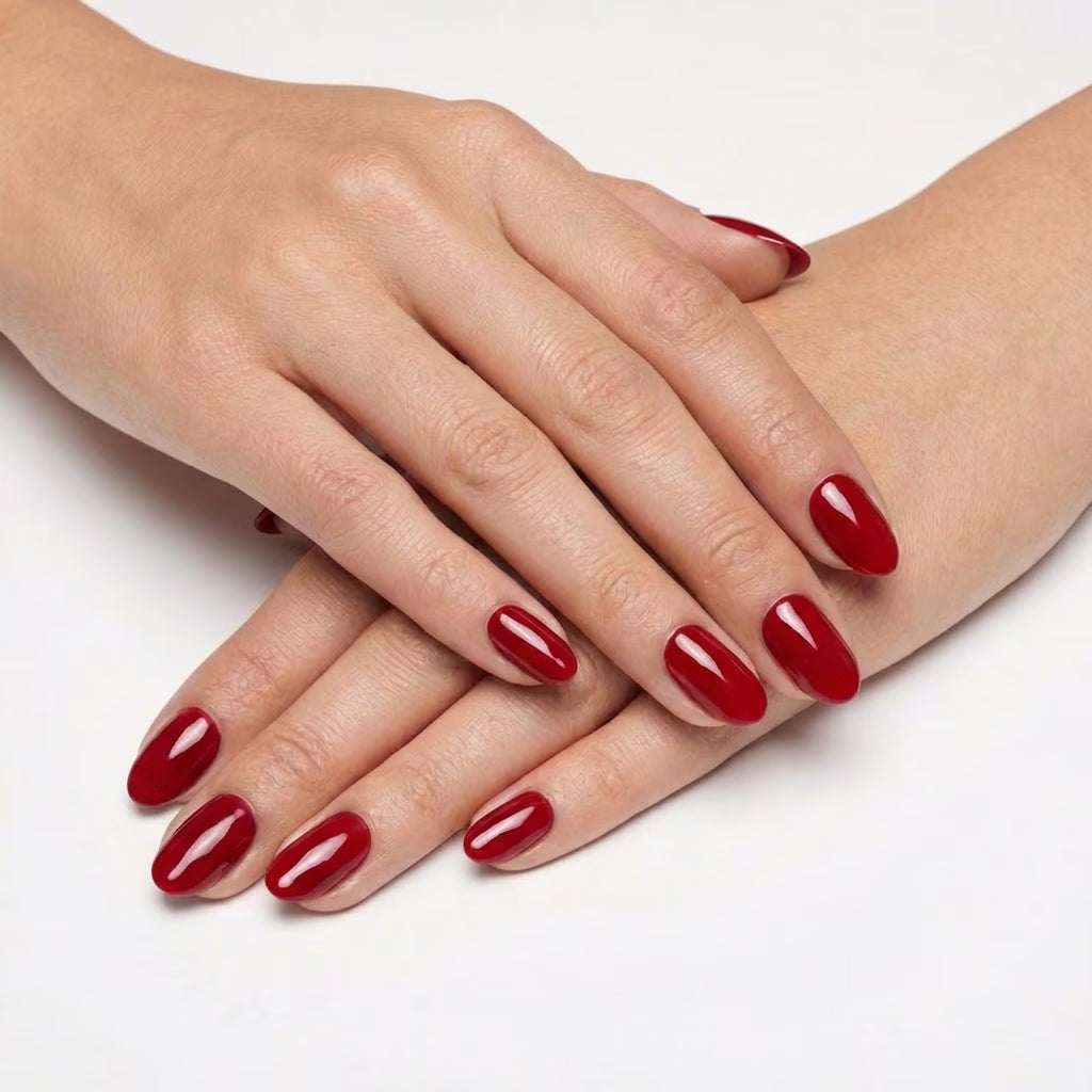 LILYCUTE Deep Red Nail Gel Polish 7ml (X036) UV LED - LILYCUTE - Two Hands Swatch