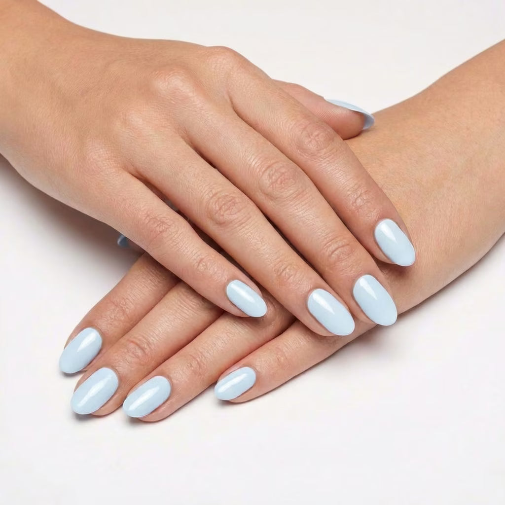 LILYCUTE Light Powder Blue Nail Gel Polish 7ml (X049) UV LED - LILYCUTE - Two Hands Swatch