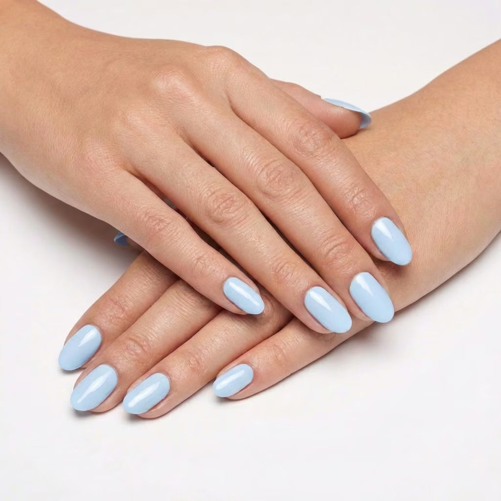 LILYCUTE Powder Blue Nail Gel Polish 7ml (X048) UV LED - LILYCUTE - Two Hands Swatch