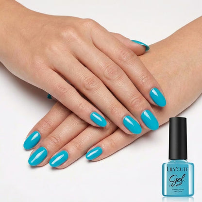 LILYCUTE Turquoise Blue Nail Gel Polish 7ml (X084) UV LED - LILYCUTE - Two Hands Swatch