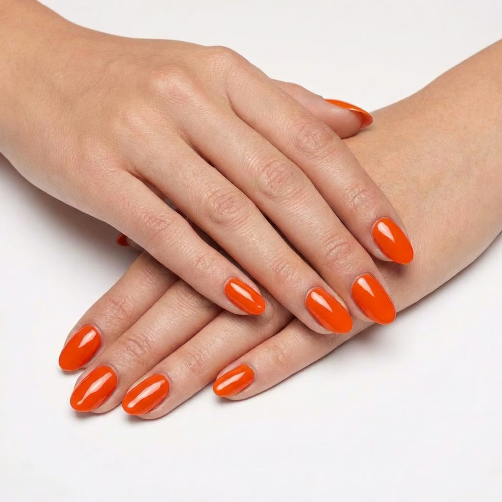 LILYCUTE Vivid Orange Nail Gel Polish 7ml (X099) UV LED - LILYCUTE - Two Hands Swatch